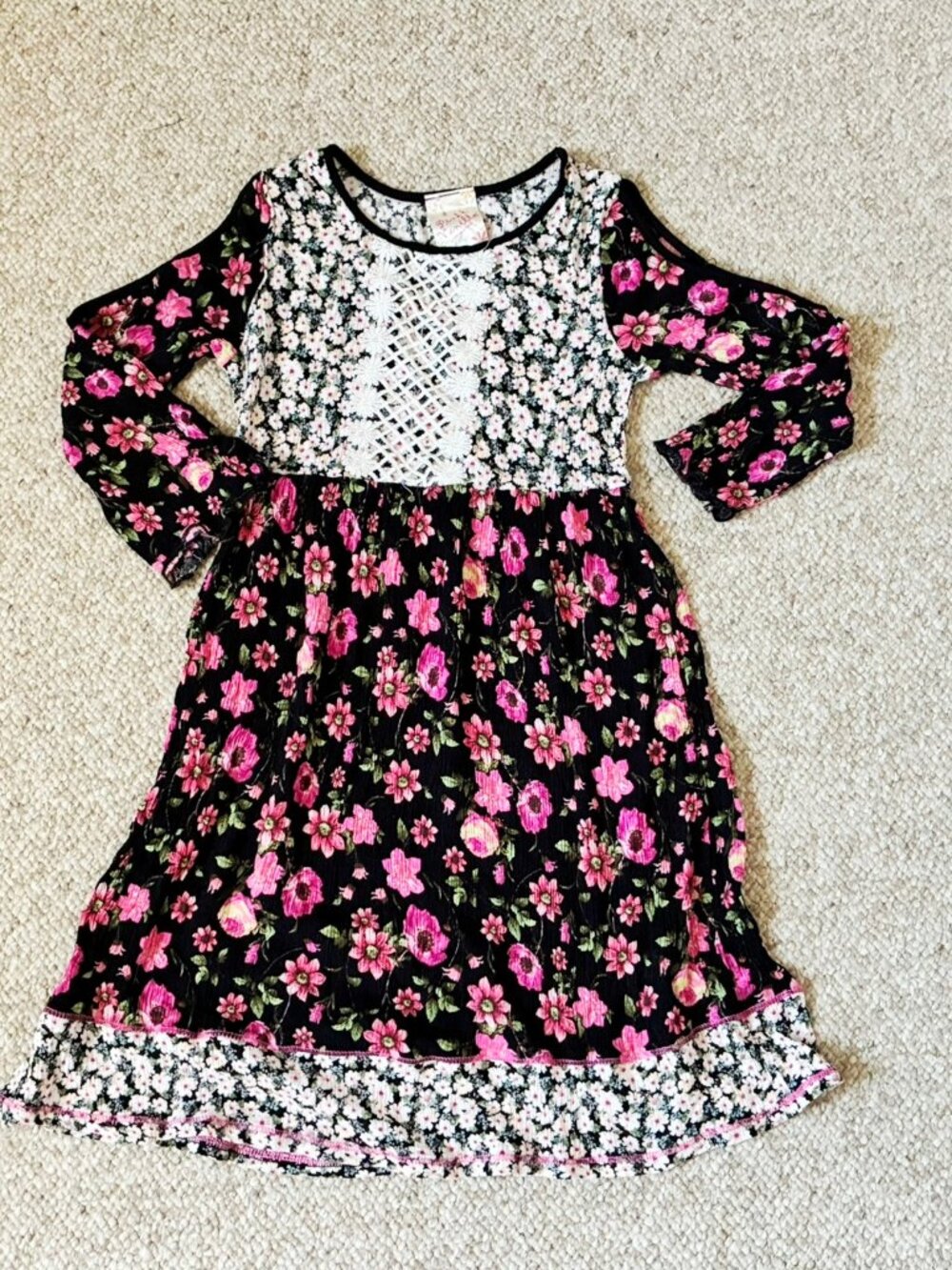 Pink Vanilla Black White Pink Floral Girls Dress Size 10